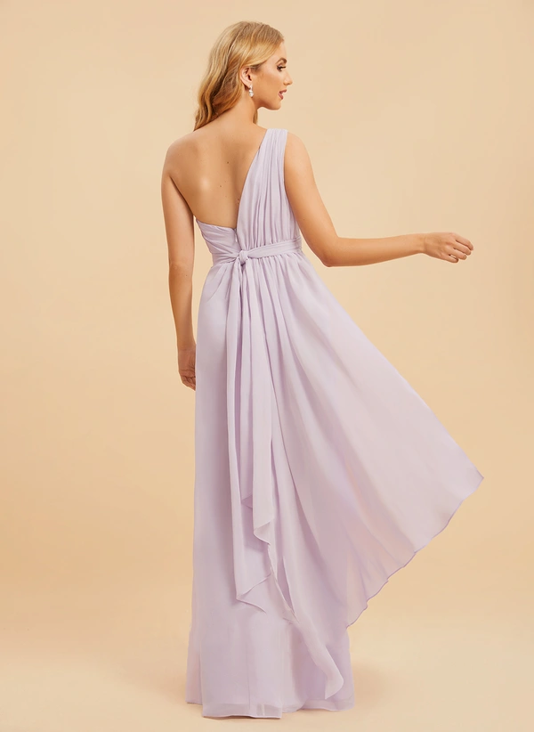 A-line One Shoulder Floor-Length Chiffon Bridesmaid Dress With Ruffle